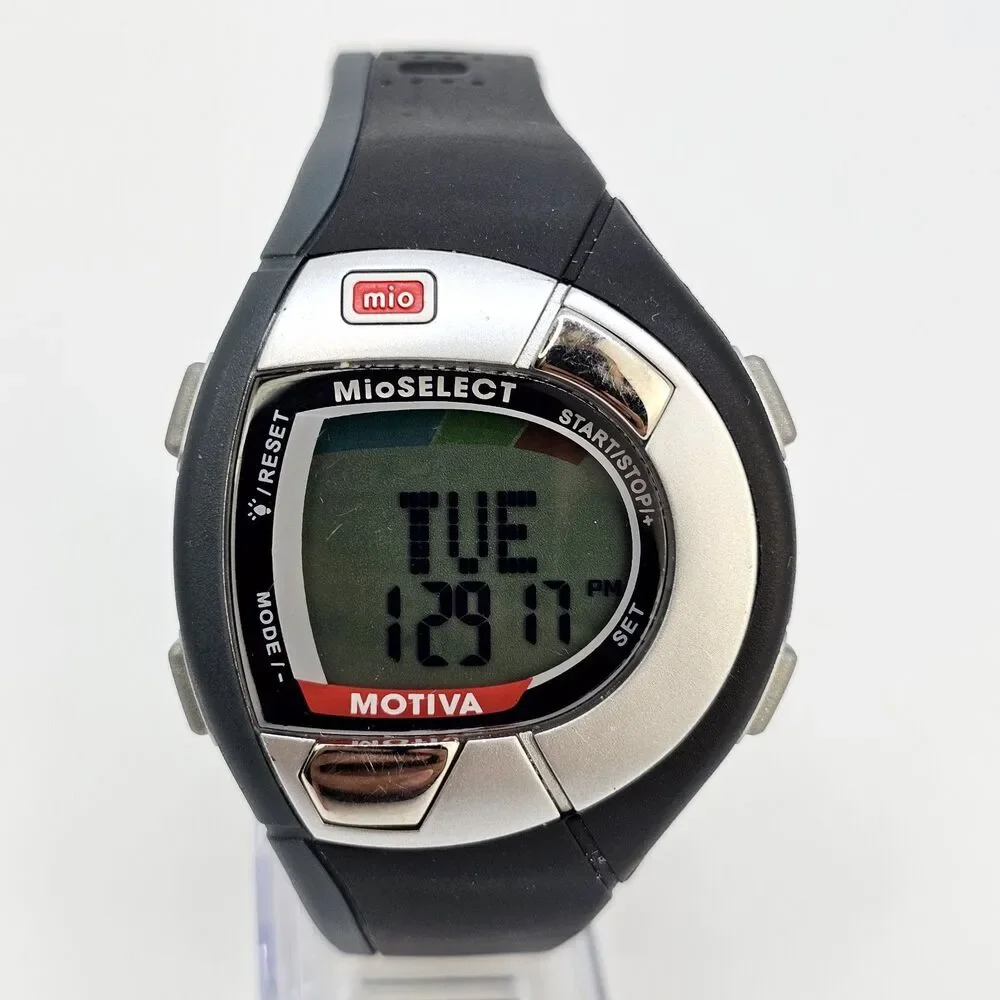 MIO Motiva Heart Rate Monitor Unisex‎ Watch 45MM Black Gray Bands New Battery